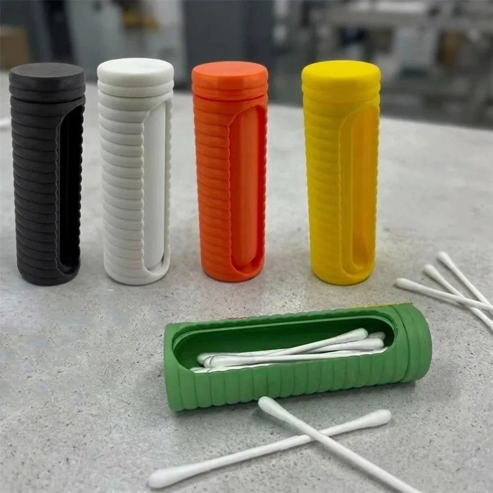 Multi-functional 3D Printed Cotton Swabs Storage Box Rotatable Plastic Toothpicks Storage Box Dust-proof Swab Holder for Home
