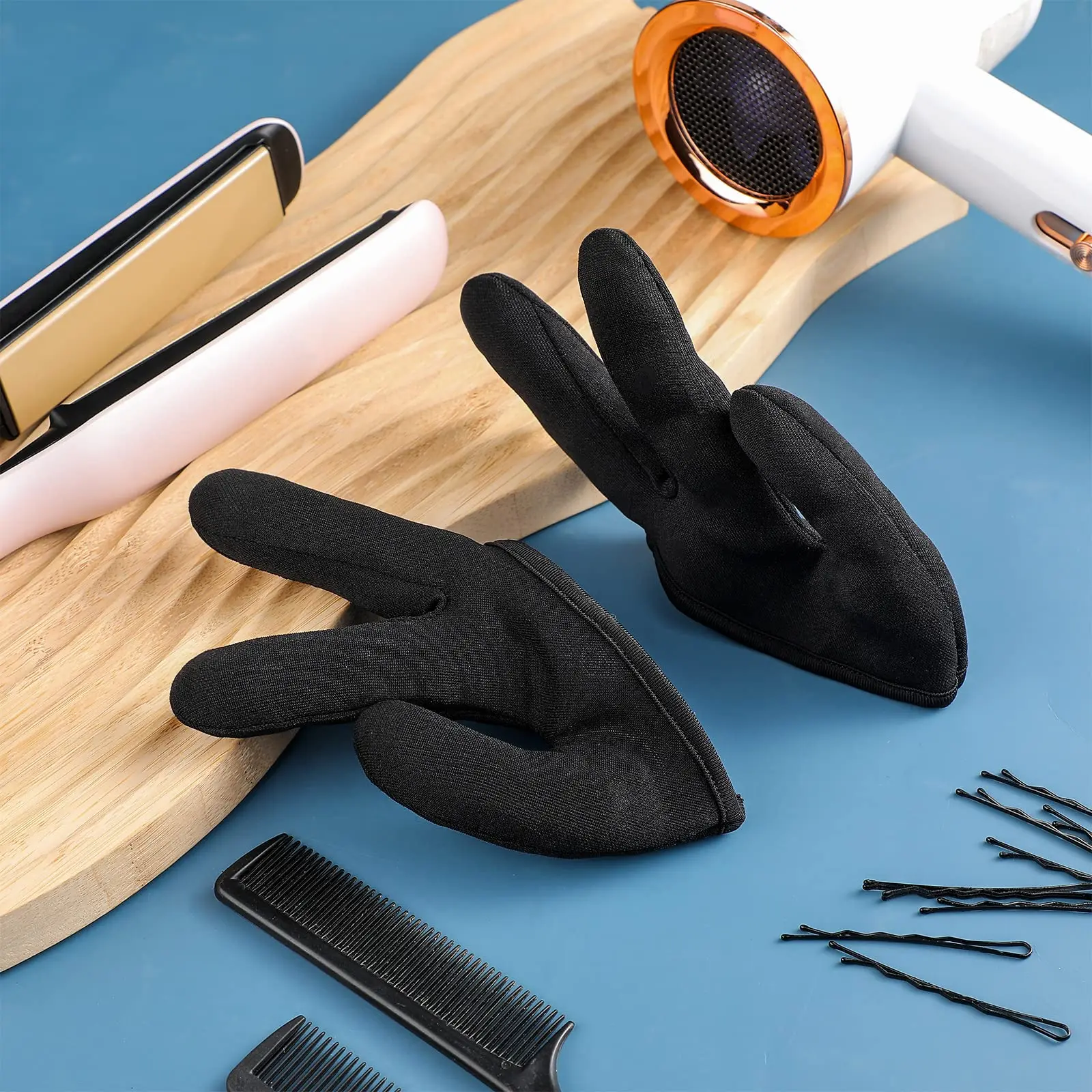 3 Finger Heat Resistant Gloves Mittens Protection Gloves Curling Wand Glove Reusable Heat Geat Gloves Barber Hair Styling Tools
