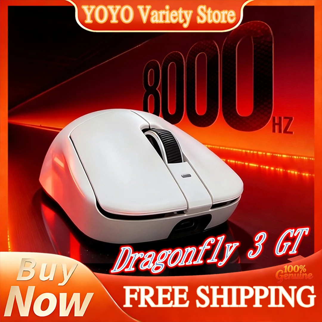 VGN Dragonfly 3 Gt Gaming Mouse Lightweight Tri Mode 8K Long Battery Ergonomic Paw3955 Extreme Nordic 54L15 Wireless Wired