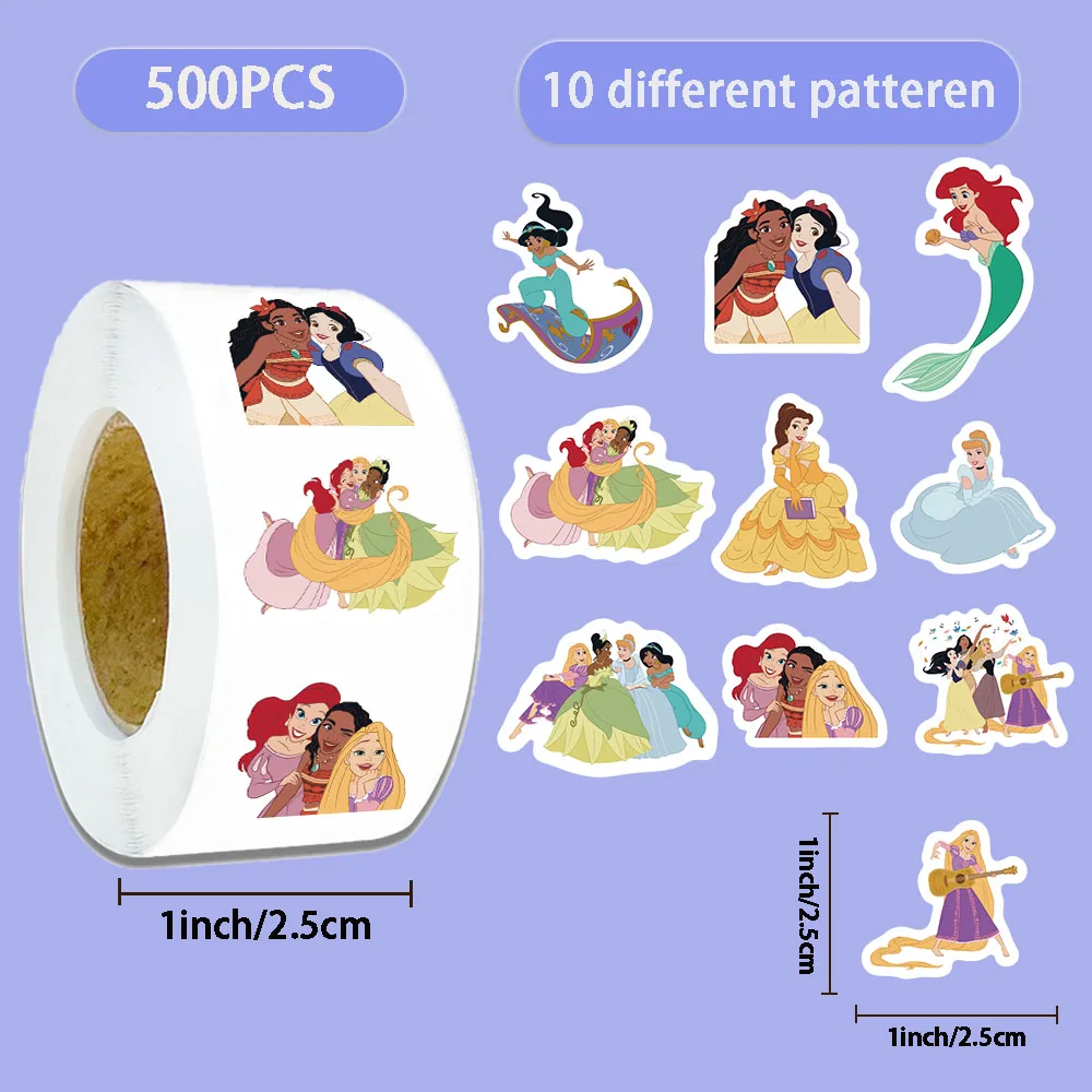 500 STKS Disney Prinses Alien Roll Sticker Cartoon Waterdichte Decoraties DIY Cafe Telefoon Notebooks Motorfiets Graffiti Stickers ﻿