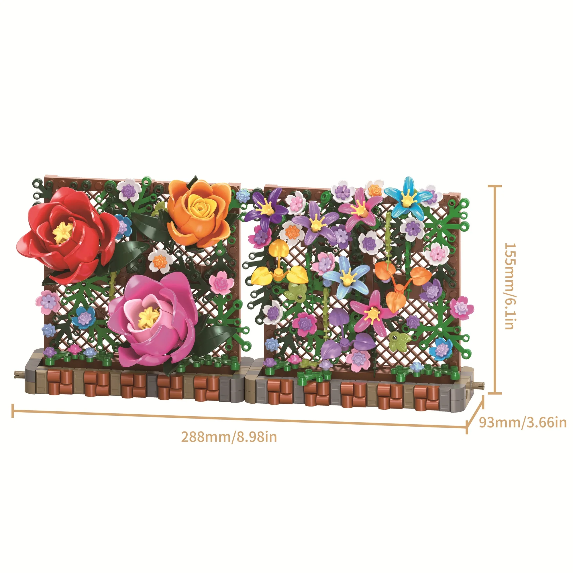 

608PCS MOC Building Block Set, Home Decor Ornaments, Artificial Flower Hedge, Handmade Assembly Model Toy, Kids Birthday Gift