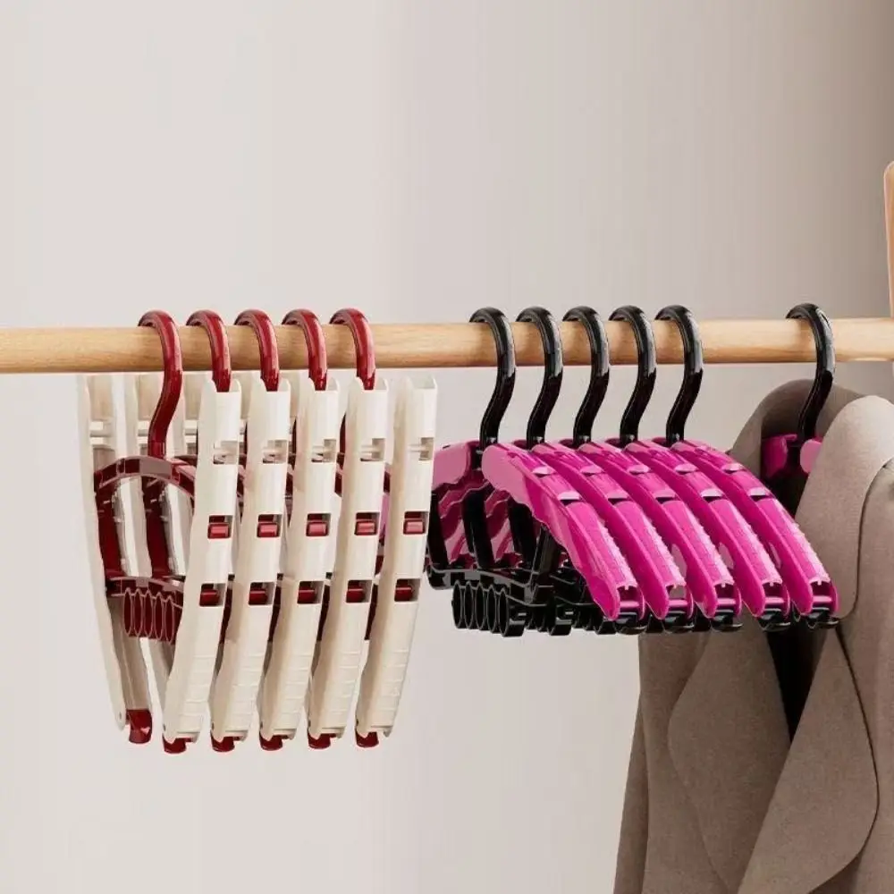 4 Pieces Plastic 3-in-1 Clothes Drying Rack Anti-slip Hanging Shoe Drying Rack Windproof Save Space Travel Folding Hanger