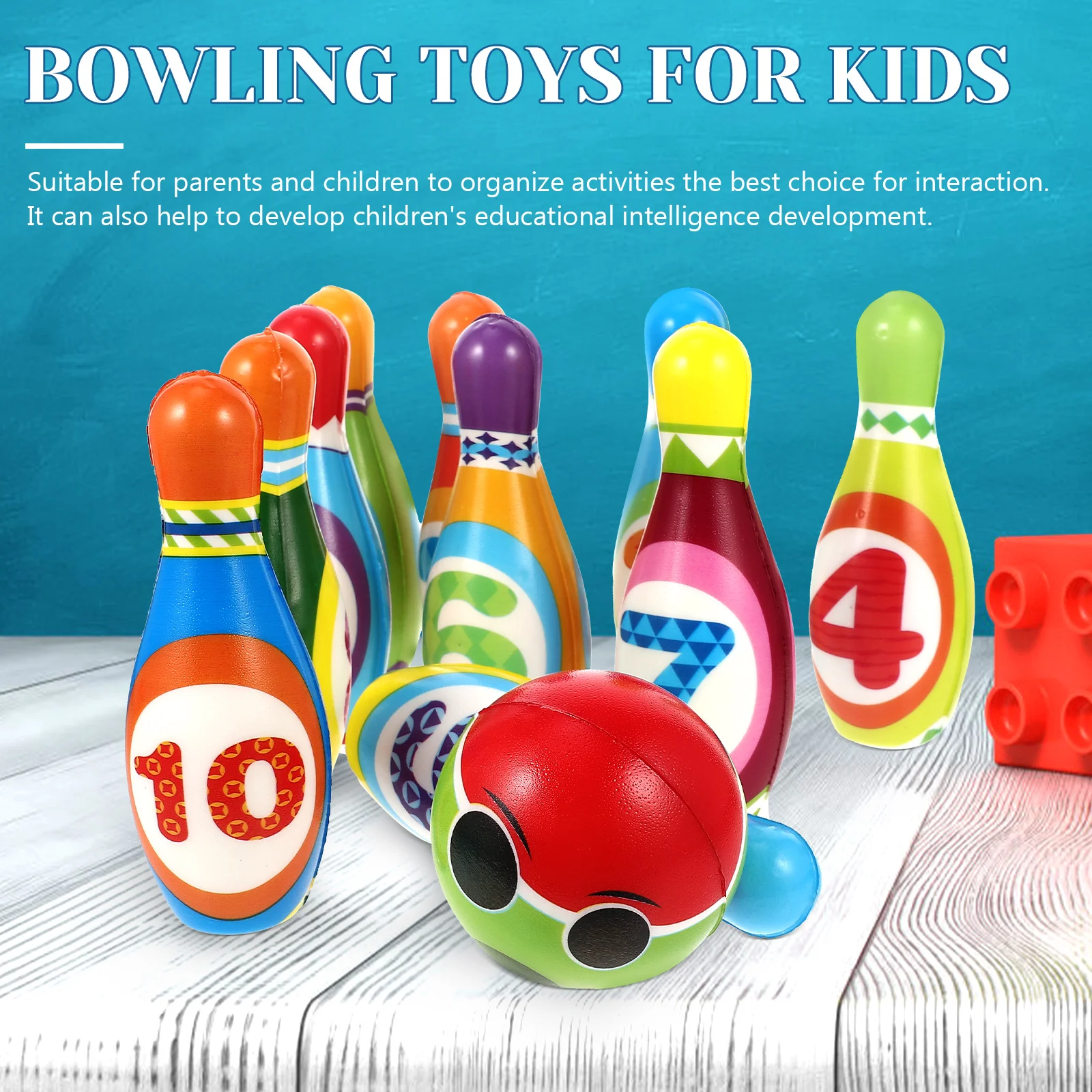 

Small Solid Bowling Play Set Colorful Pattern Bowling Playthings Sports Bowling Games Educational for s