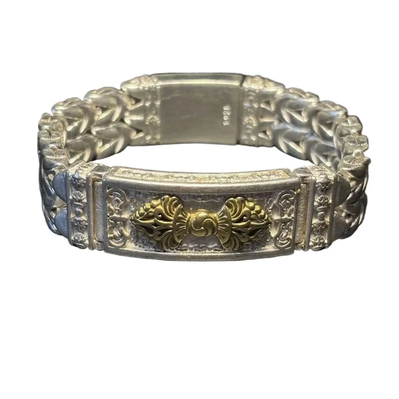 

Tibetan Silver Inlaid Brass Evil Vajra Bracelet Fashionista Exquisite Personalized Jewelry Men Women Couples Gift