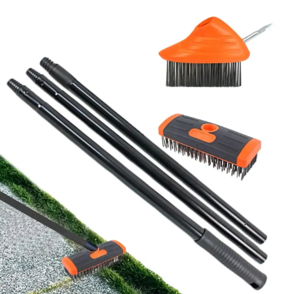

Adjustable Handle Weed Remover Tool 2 Brush Head Manual Crevice Garden Brush 3 In 1 Replaceable Brush Heads Wire Brush