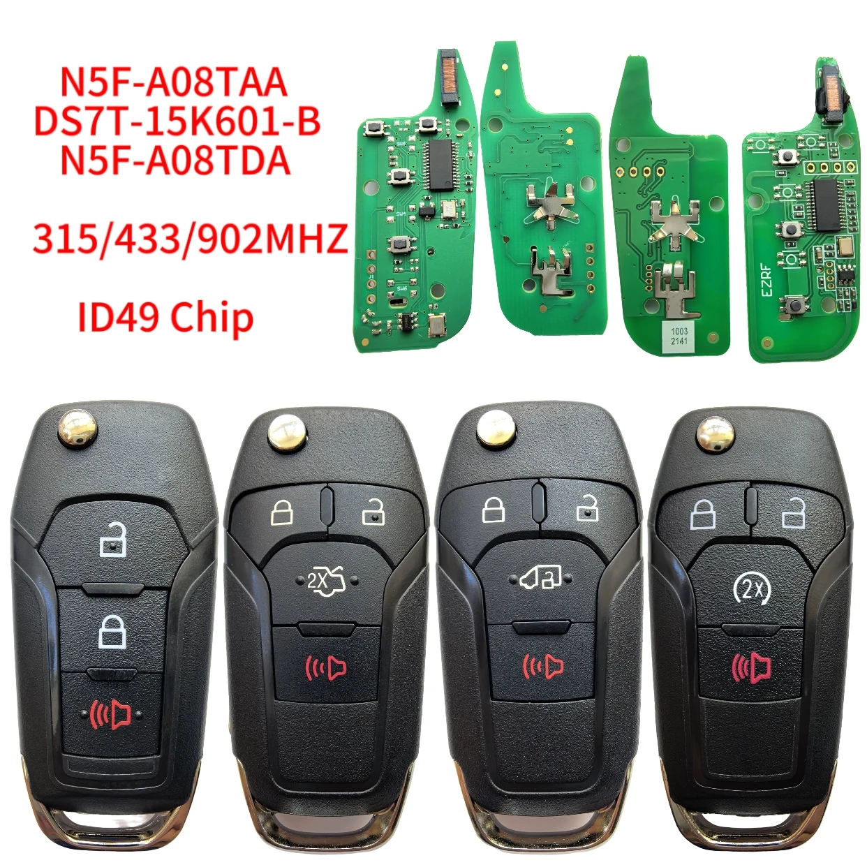 Jingxin 315MHZ N5F-A08TAA /902MHz N5F-A08TDA ID49 Chip Flip Car Remote Key For Ford Escort Transit Explorer Fusion 2013-2021 key