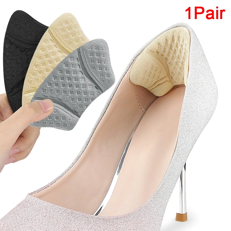1 paio di piedini antiusura di dimensioni regolabili inserto per cuscino sottopiede per tallone sottopiede di mezza taglia soletta per scarpe con tacco alto adesivo posteriore