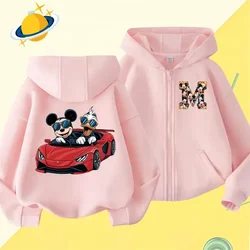 Mickey Mouse zipper hoodie Boys Girls Sweatshirt Autumn and winter long sleeve Harajuku Jumper series sewn casual hoodie