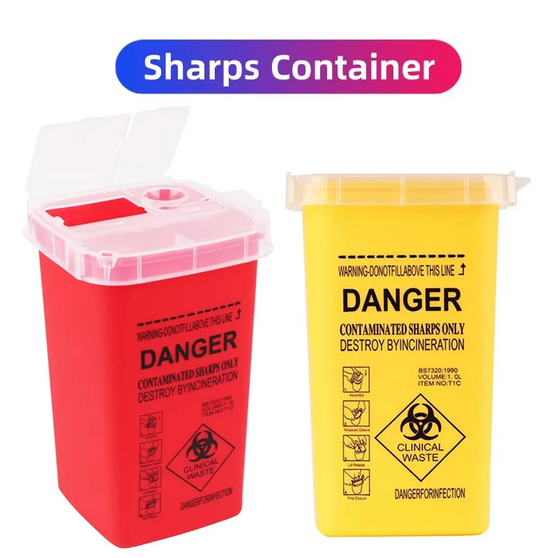 

3/2/1PCS Tattoo Sharp Container Sharps Waste Bin Large Capacity Tattoo Supplies Disposal Container Tattoo Needle Waste Box