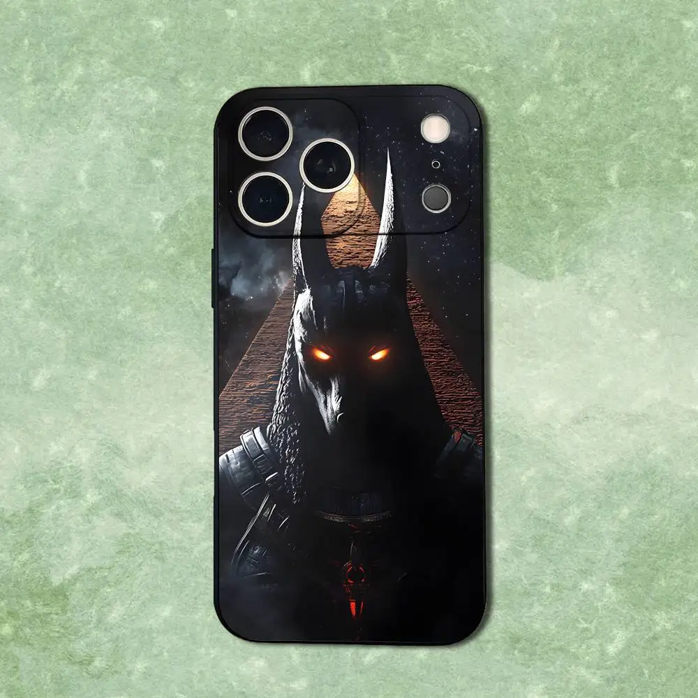 Anubis God Art Egyptian Phone Case For iPhone 14,13,17,12,11,16,15,Plus,Pro Max,XS,X,XR,SE,Mini,Soft Silicone Black Cover