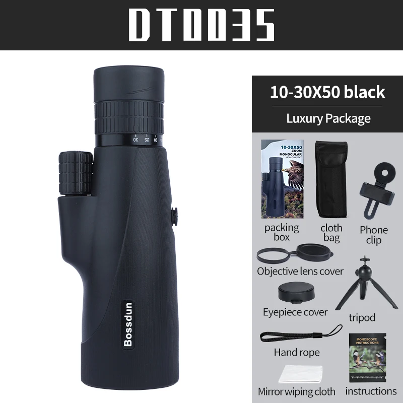 10-30x50 Zoom HD Telescoop Monoculaire Camping Krachtige Largo Alcance Met Statief Telefoonclip Voor Kijken Vogel Jacht Verrekijker