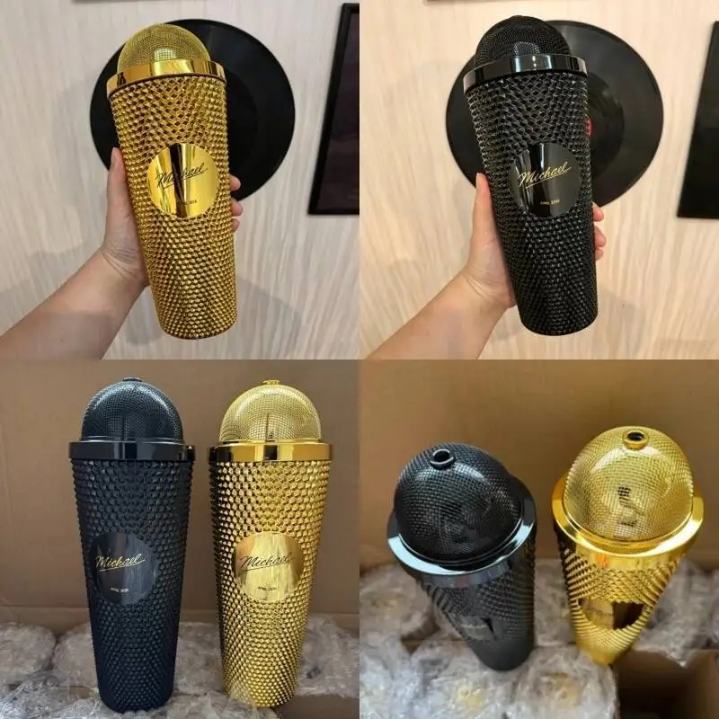 

New Michael Plastic Water Cup Creative Microphone Shaped Cup Movie Peripherals Fans Collectible Birthday Gift Toy