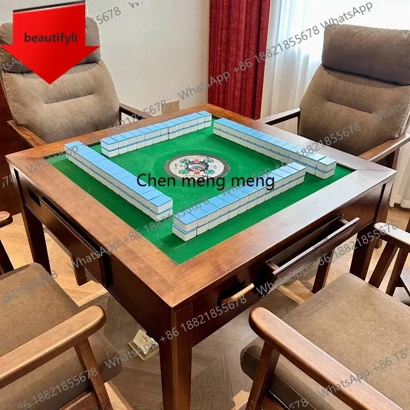 Modern Solid Wood Mahjong Tea Table Modern Automatic Shuffling Electric Mahjong Game Dining Table Minimalist Home Furniture