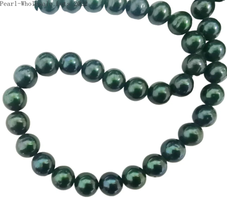 Charming Pearl Necklace 13-15mm Genuine Black Green Jewelry for Women Mix Color Round Pearls Wedding Gifts 925 Sterling Silver