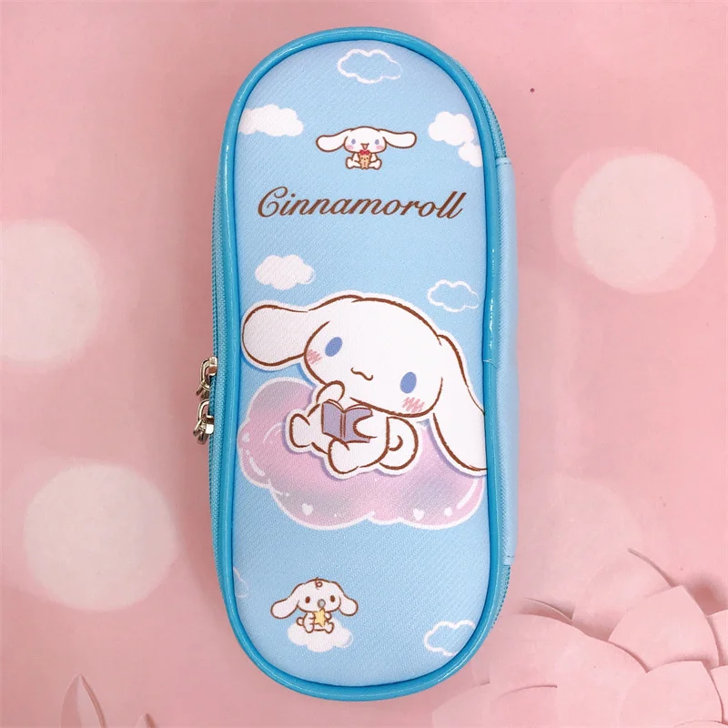 Sanrio Kuromi PU Pencil Bag Hello Kitty Cinnamoroll Pochacco Zipper Cute Stationery Box for School Students Pen Case Card Holder