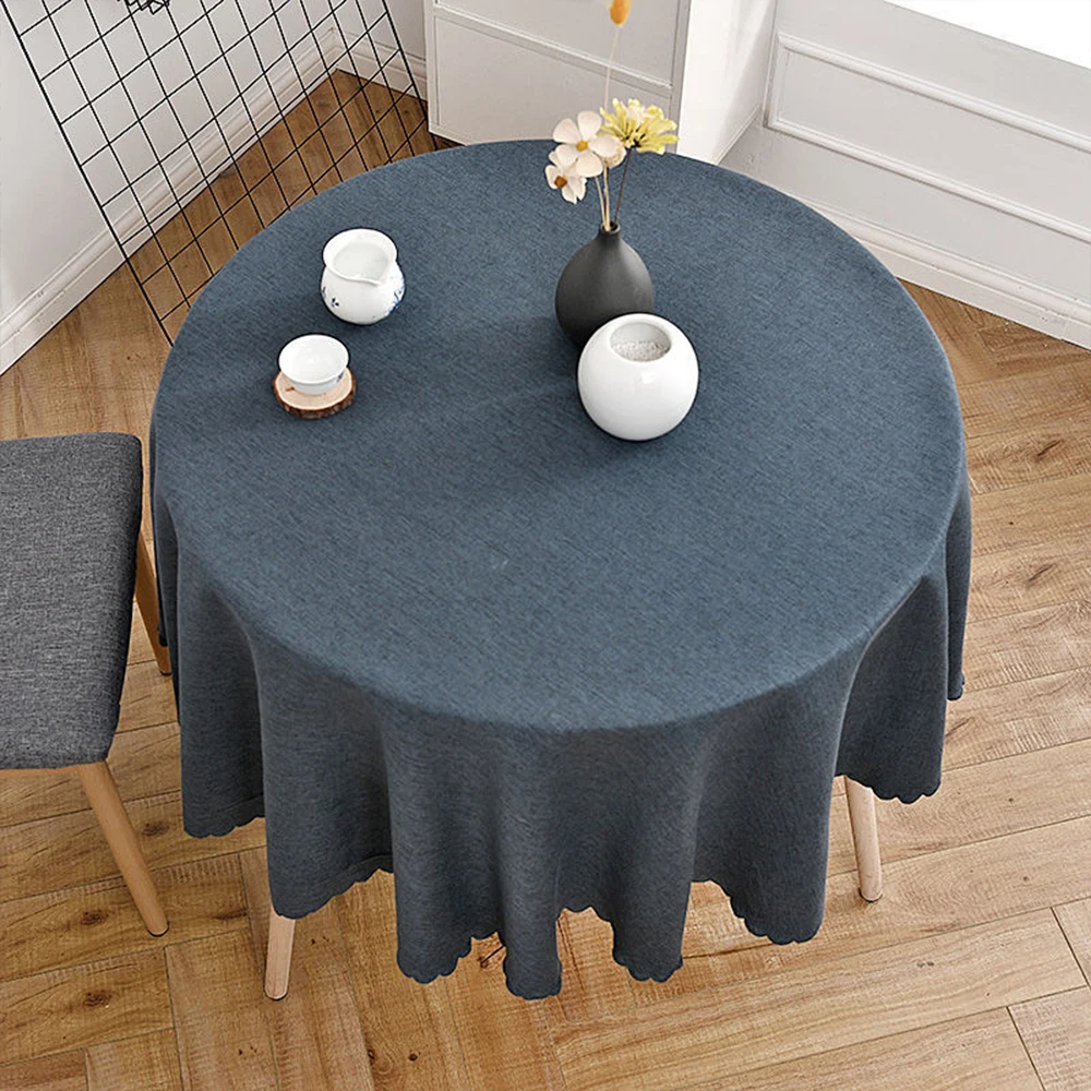 Round Tablecloth Khaki Table Cover Cotton Linen Table Cloth For Hotel Banquet Birthday Party Tables Decoration