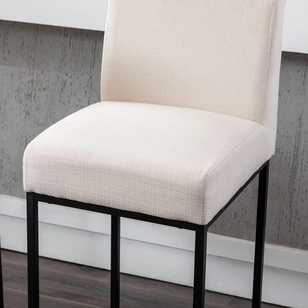 패딩 처리된 등받이가 있는 현대적인 덮개를 씌운 바 의자 31개, 검은색 금속 프레임의 높은 바 의자