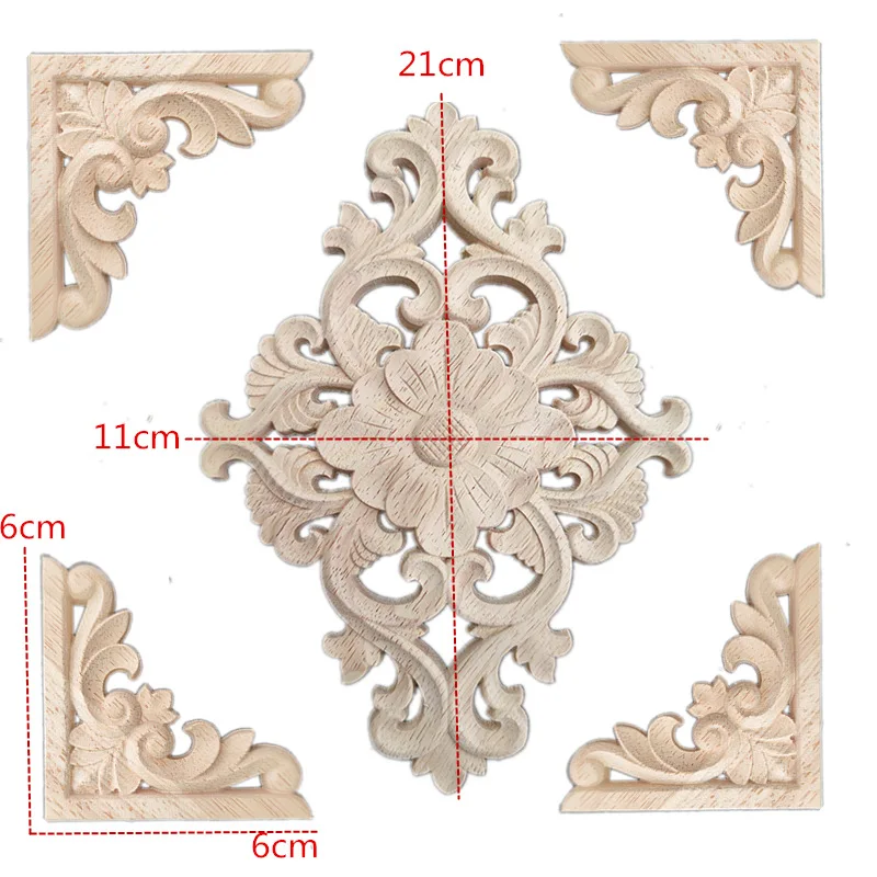 나무 조각 캐비닛 장식 데칼 단단한 나무 꽃 유럽 스타일 조각 코너 꽃, 크로스 보더 특별 공급