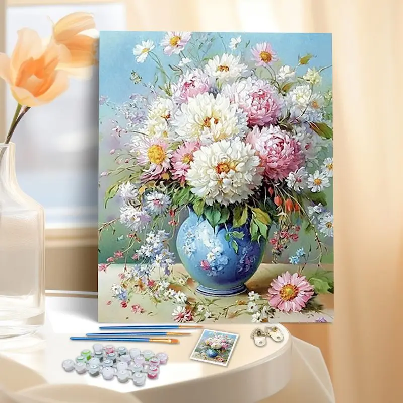 SDOYUNO DIY Painting By Numbers Flower Kit On Canvas Picture By Numbers Oil Painting For Living Room Wall Art Home Decor