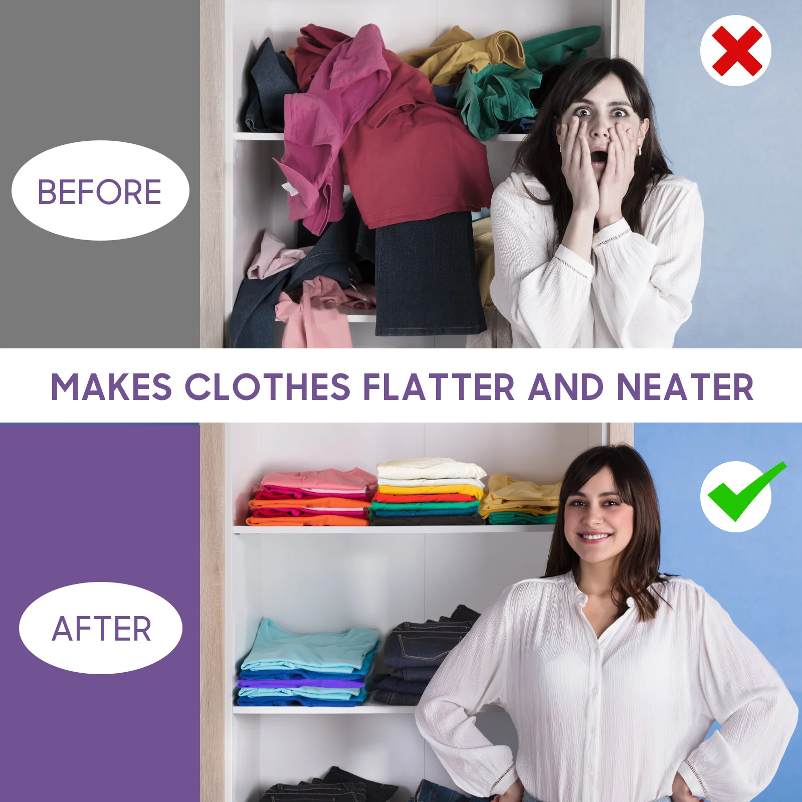 2pcs Shirt Folding Pp Material Space Saving Clothes Organizer Anti Wrinkle Board For T Shirts Collared Shirts Long Sleeve