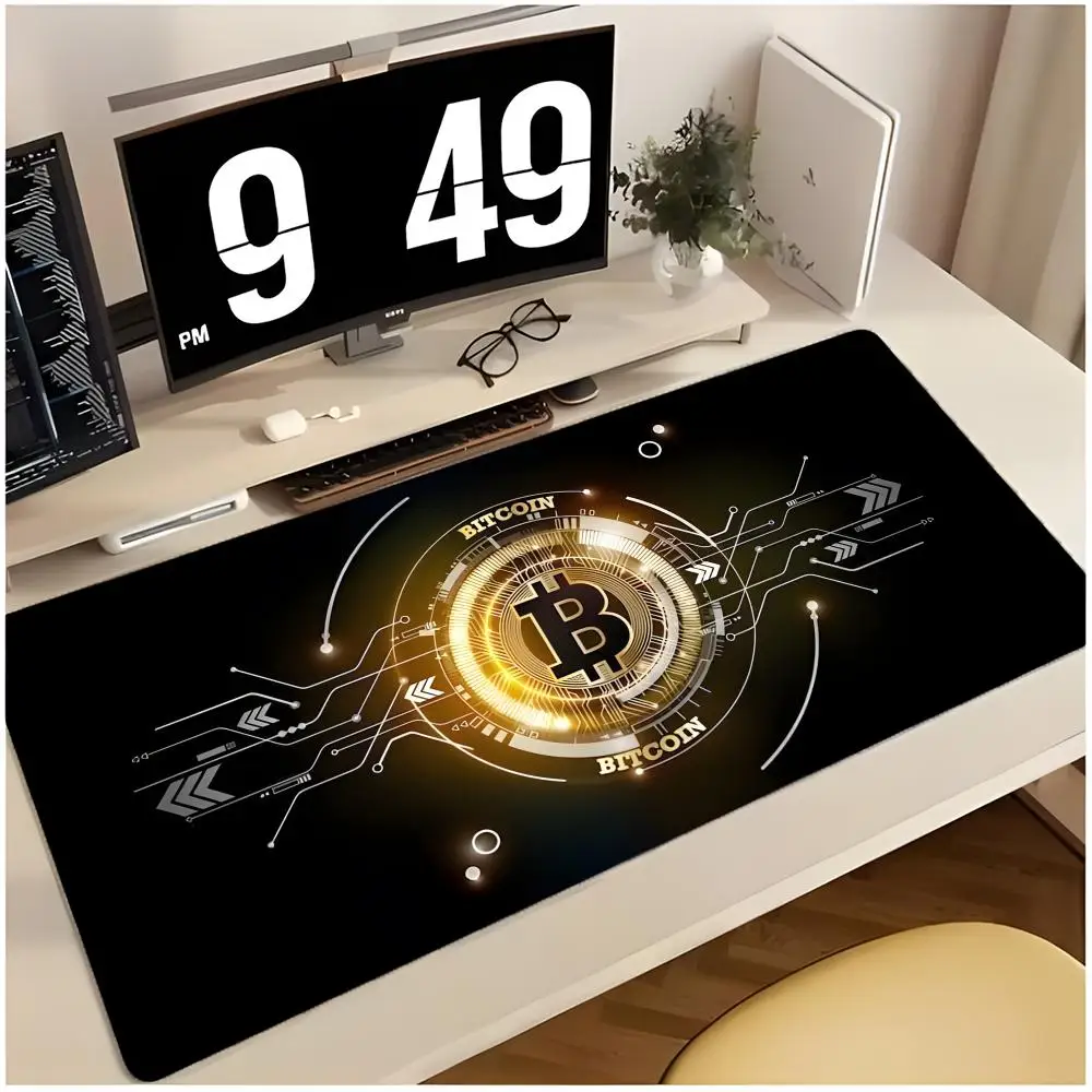 cryptocurrency digital asset Bitcoin Mouse Pad Large Mouse Pad Desk Mat Non-Slip Board Game Mat Stitched Edges