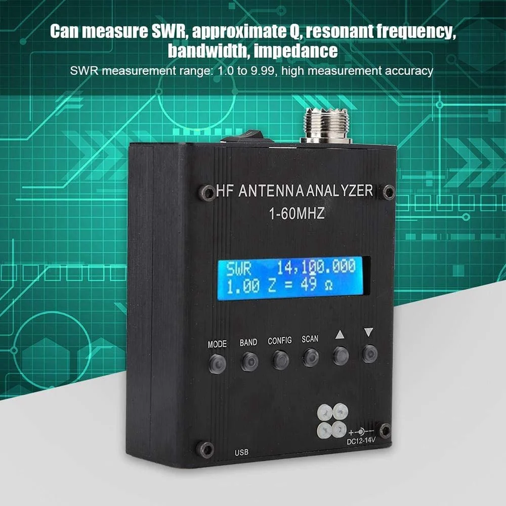 【DT56】Antenna Analyzer,Bluetooth Digital Shortwave Antenna Analyzer MR300 Output 2.0V Pp Typical Adjustable Meter Tester
