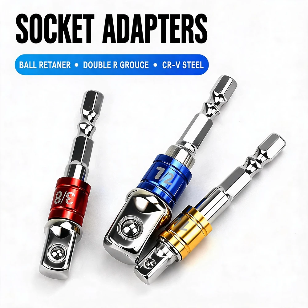 1/4 Sechskant-Steckschlüssel-Adapter-Verlängerungsstange 1/4 3/8 1/2 Zoll Antrieb Schlagbohrer-Steckschlüssel-Konverter Hochfester Stahl Schraubenschlüssel-Adapter