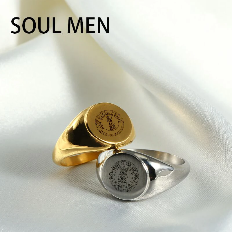 Classic Unisex Stainless Steel Rings For Women Retro Signet Ring For Couple  Wedding Bands Engagement Engrave Name