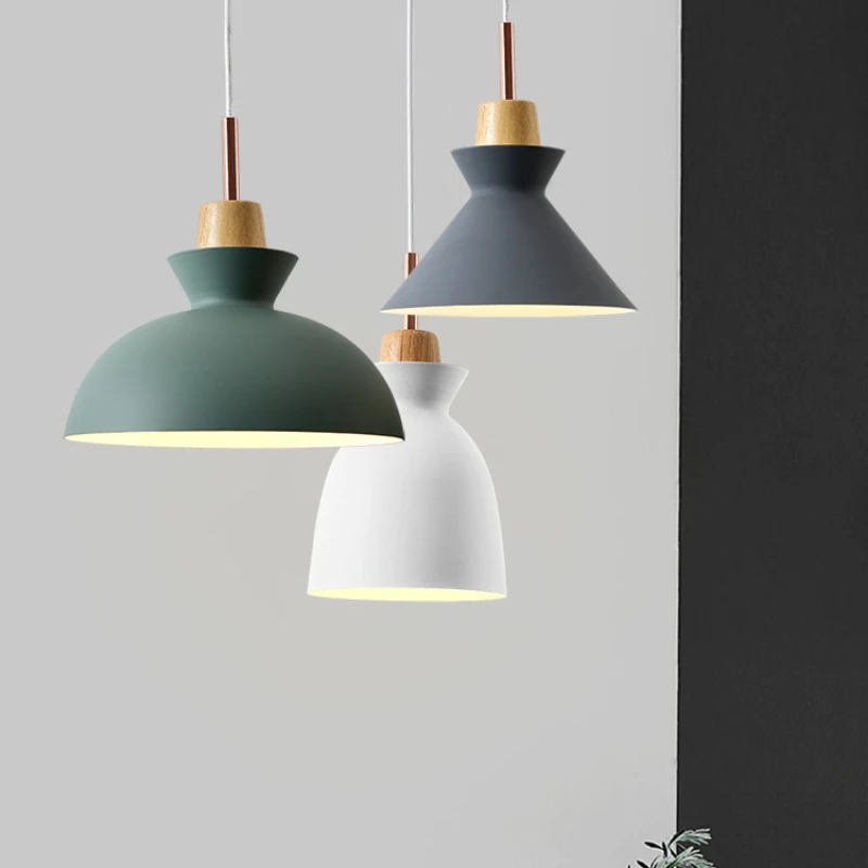 Modern Creative Minimalist Designer Style Solid Wood Chandelier Bedroom Study Makaron LED Pendant Light Home Decoration Lamps