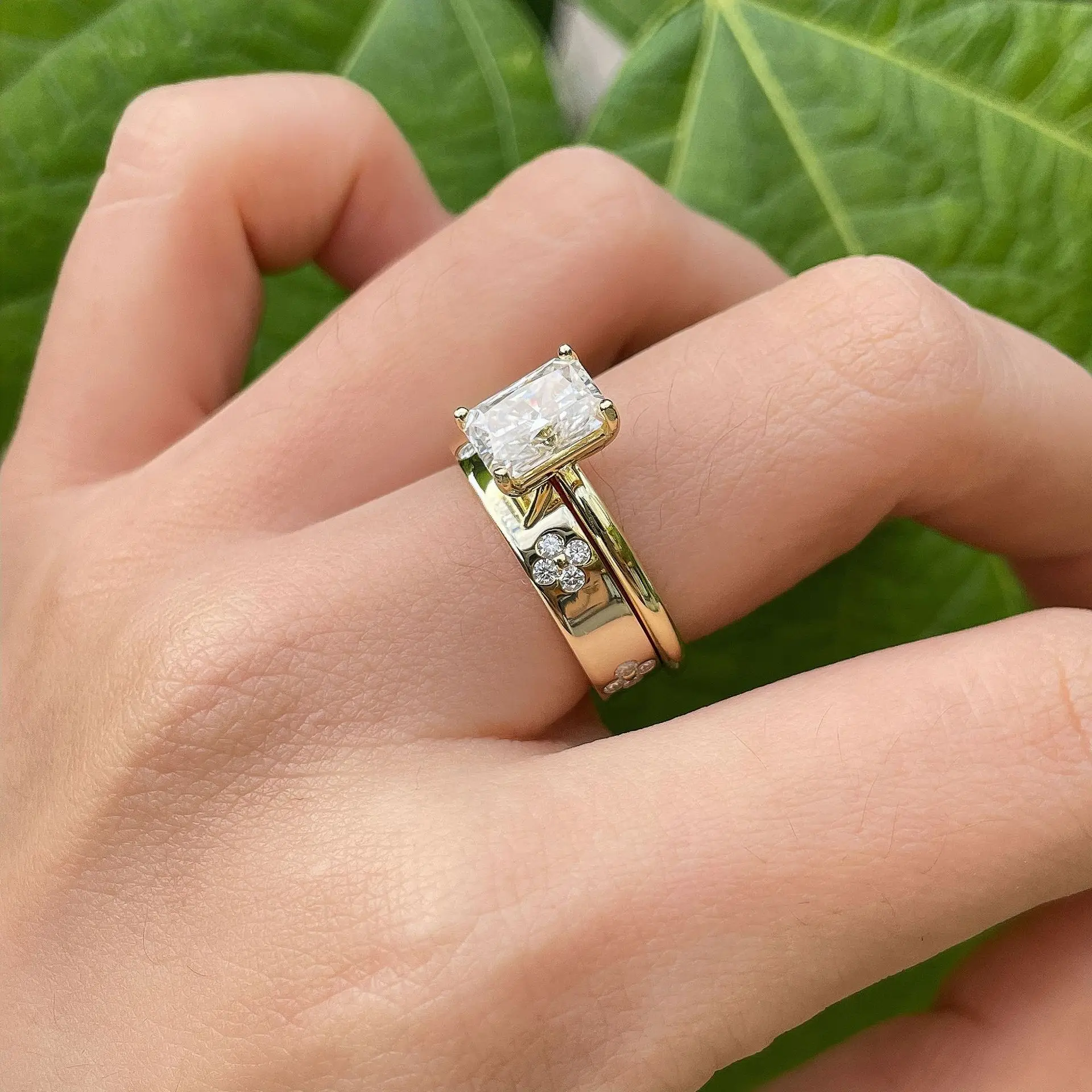 2ct D Color Moissanite Ring For Women 925 Sterling Silver with White Gold Plated Lab Diamond Engagement Wedding Band Jewelry