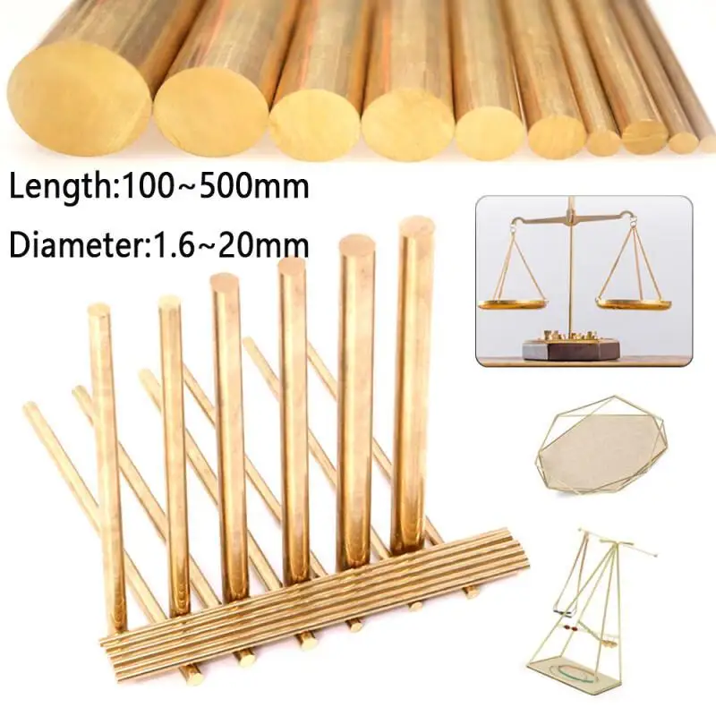 1-10pcs Brass Round Bar Rod 1.6-20mm Dia 100-500mm Length DIY Model Making Jewelry Craft Hardware Supplies Golds Brass Wire Tube