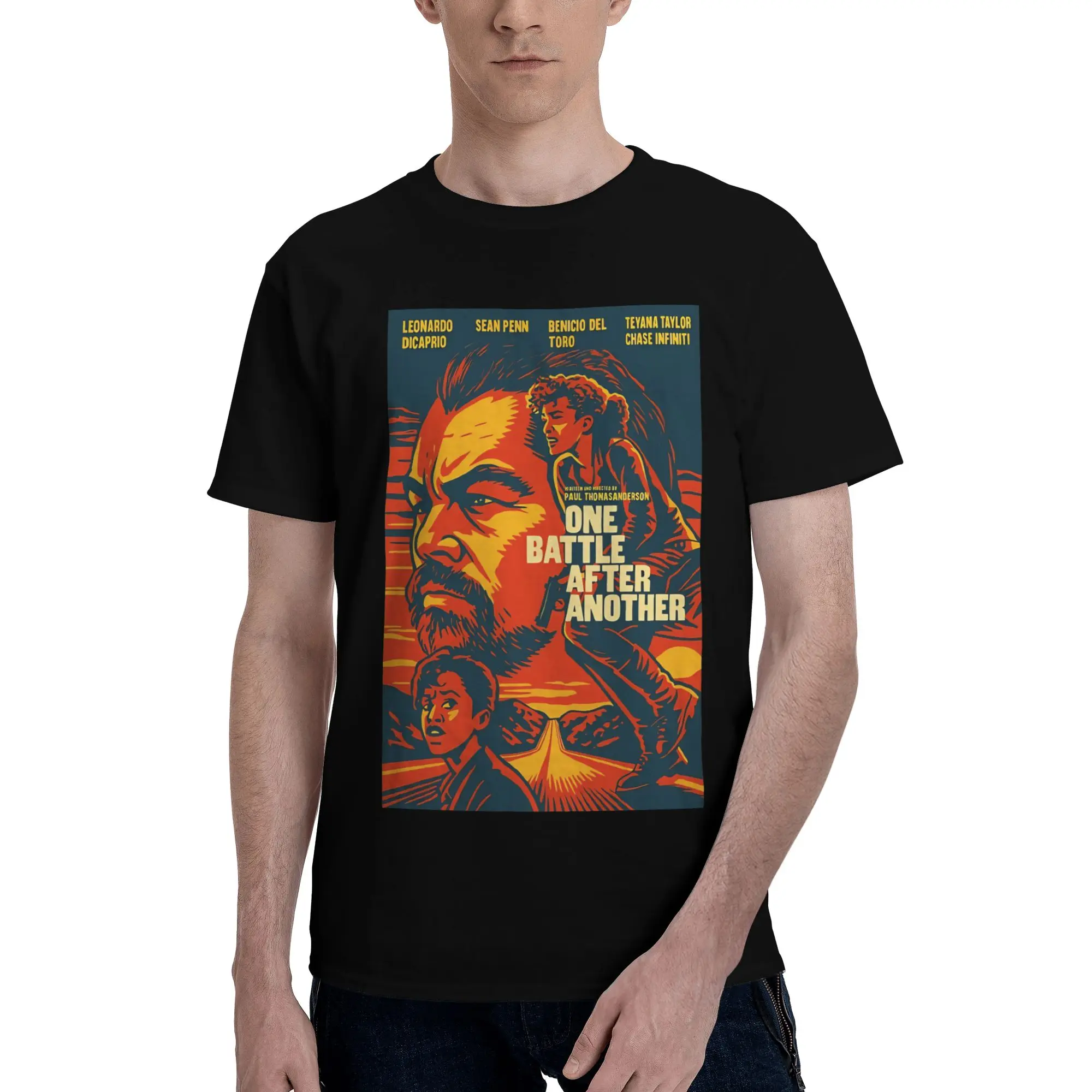 Poster  Graphic Funny 100% Cotton T-Shirt One Battle After Another  Tops Tees For Men