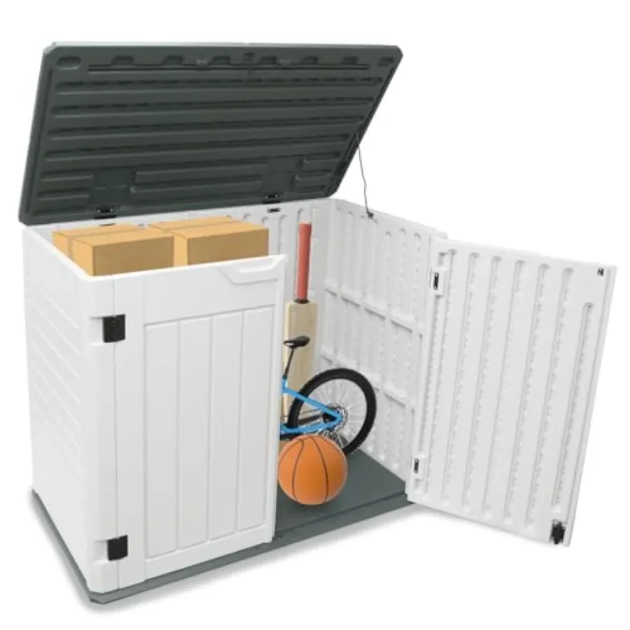 35 Cu.ft Outdoor Storage Shed, Large Resin Storage Box, Waterproof Lockable Cabinet for Garden Yard Patio Garage Backyard Stora