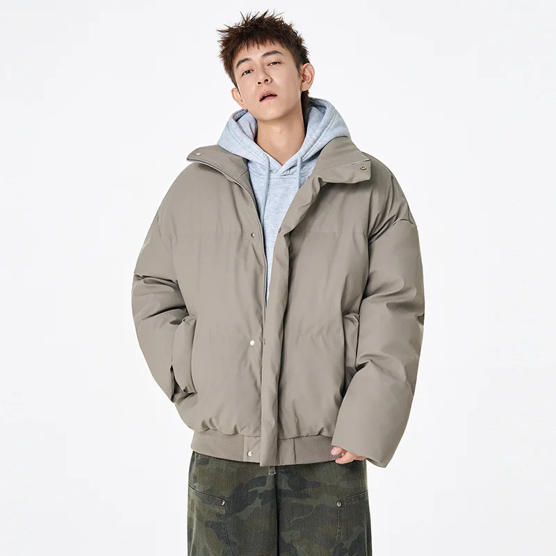 Mann Unten Mantel Winter Amerikanischen Stehkragen Übergroßen Männlichen Oberbekleidung High Street Lange Sleeve Zipper Winddicht Weiche Männer Jacke