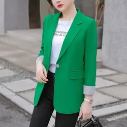 Spring Autumn Ladies Blazer New Fashion Slim Women Blazer Jacket White Green Pink Suit Overcoat Female Tops Coats Outerwear 4XL