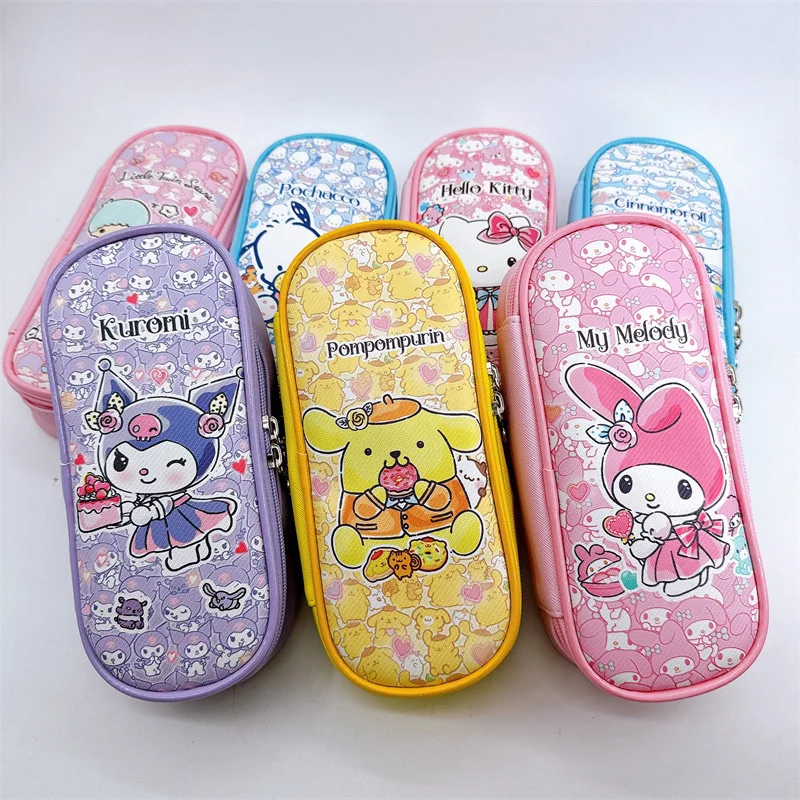 7 pcs/lot Creative Kuromi Melody Cinnamoroll Kitty Pencil Case Cute  Pencil Box Stationery Pen Bag Stationery School Supplies