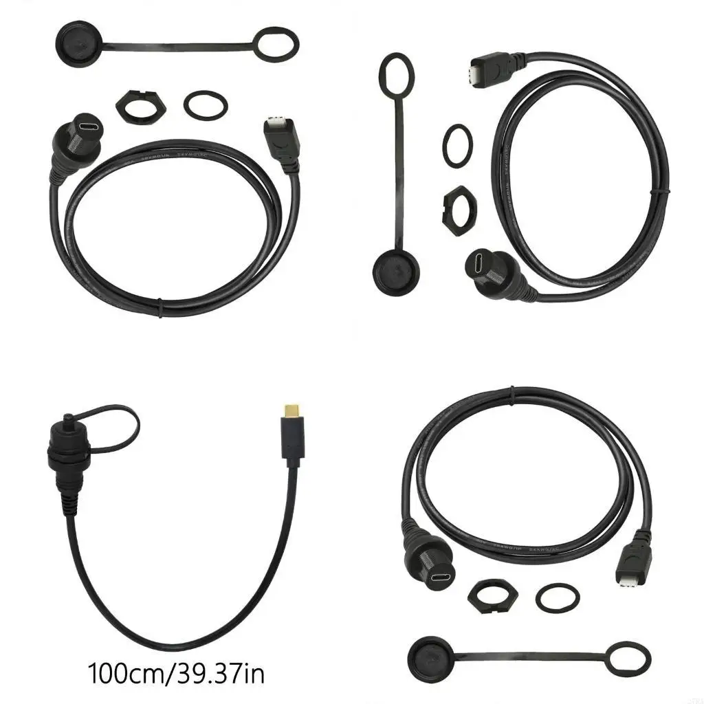 27RA Vehicle Dashboards USB2.0 3.1 Type C Extension Cable Male to Female Socket Connectors for Easy Access
