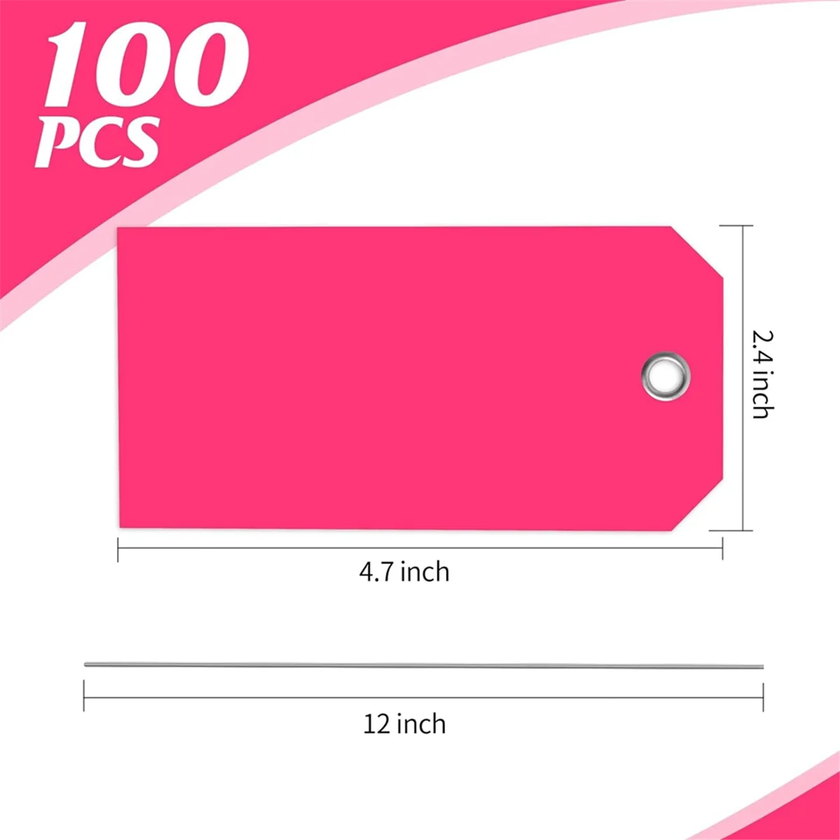 4 3/4In X 2 3/8In Neon Shipping Tags with Wire Blank Heavy Duty Hang Tags with Reinforced Holes Writable Luggage Tags,D