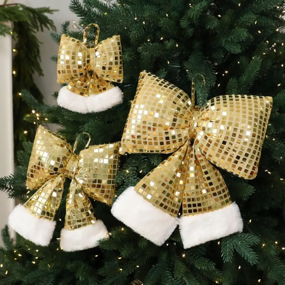 

Creative Design Christmas Sequin Bow Bow Pendant Sparkling Xmas Tree Hanging Decor Christmas Party Decoration