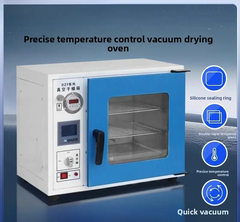 Lab Vacuum Drying Oven Electric Thermostatic Chamber W/ 2-Stage Vacuum Pump Degassing