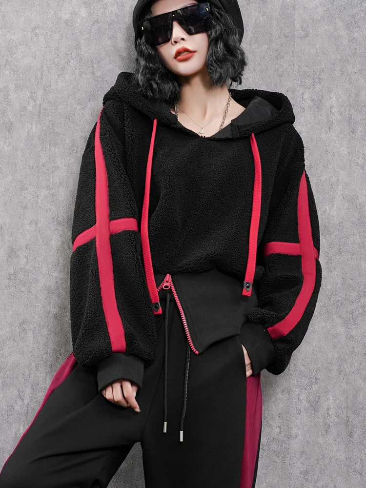 Max LuLu 2023 Winter Fashion Thicken Loose Hoodies Womens Vintage Striped Sweatshirts Ladies Classic Leisure Punk Hooded Clothes