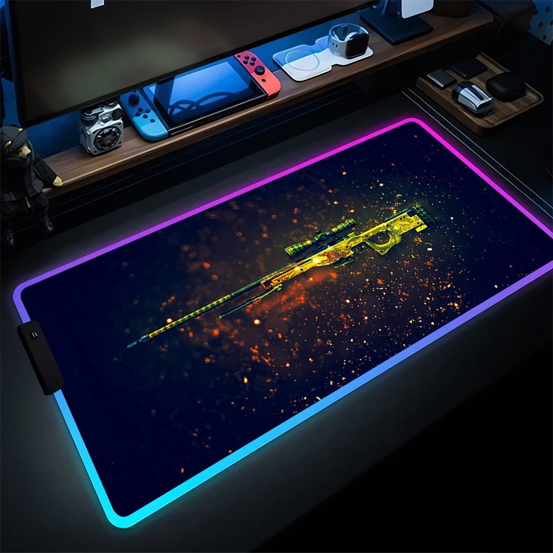 

LED Mouse Pad Laptop Gamer Decoracion Gamer CSGO Desk Mat Counter Strike Mousepad RGB Gaming Accessories Varmilo Keyboard Pad
