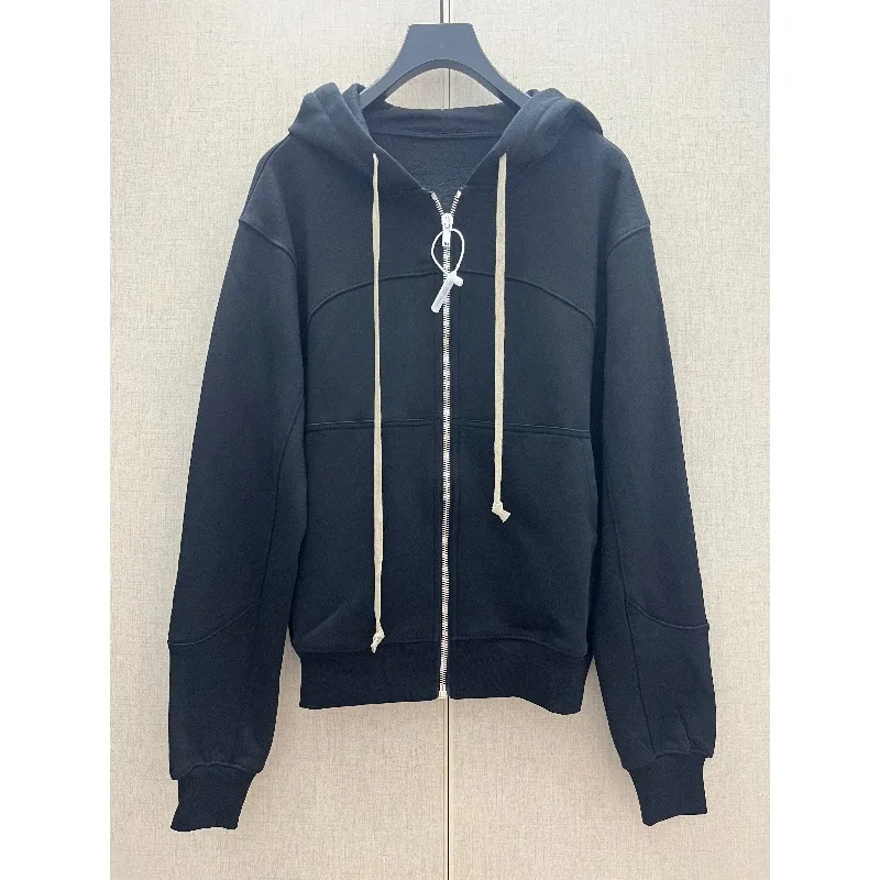 2026AW High Street Dark Hip Hop Zip Up Hoodie Simple Loose Casual Sweatshirt Jacket Men's Clothing