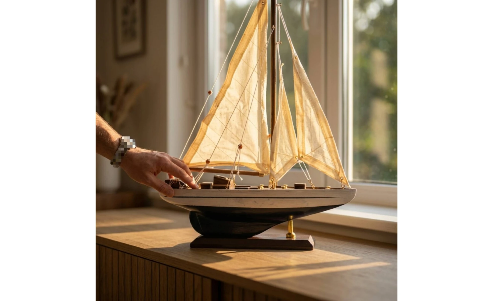 Decorative Sailboat Model Retro Look Sailboat Decor Nautical Boat Sculpture Coastal Theme Nautical Boat Decor Beach Themed