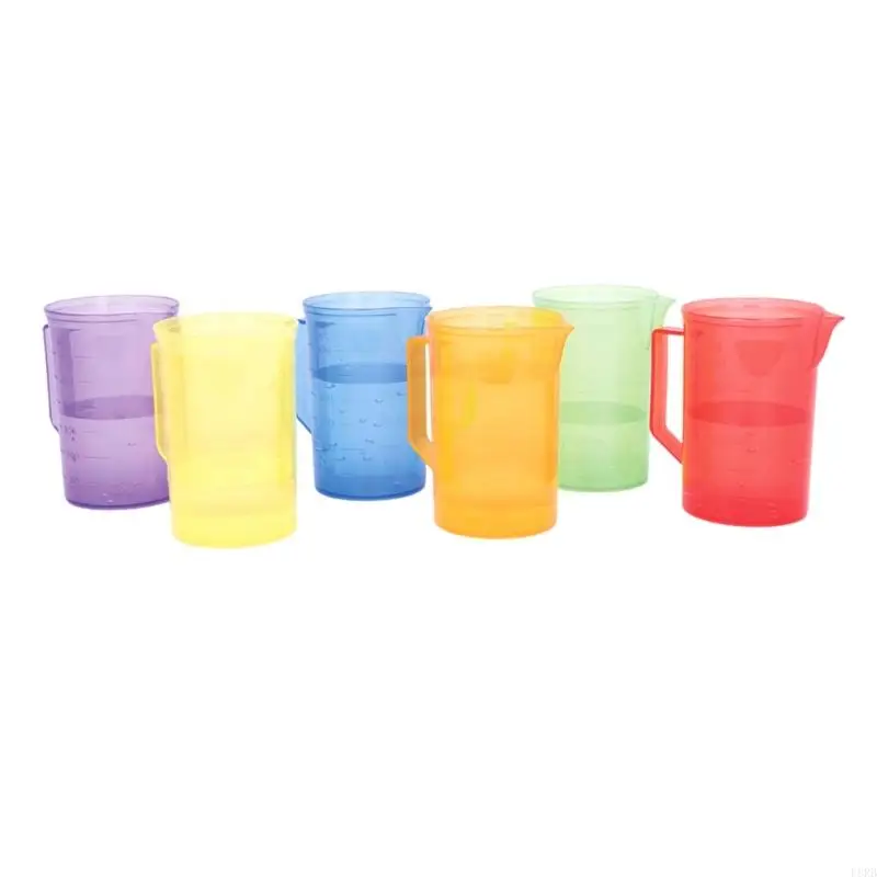6 قطع اللعب الحسية قياس أباريق لطفل رمال المياه الملونة بلعب كأس الكأس أداة التعلم لرياض الأطفال L8RB #6