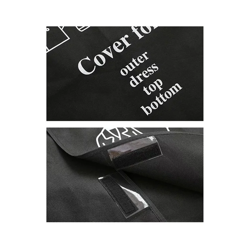 

Garment Bag Cover Black Nonwoven Fabric Waterproof Clothes Storage Bag Clear Window for Suits Shirts Trousers Coat Protection