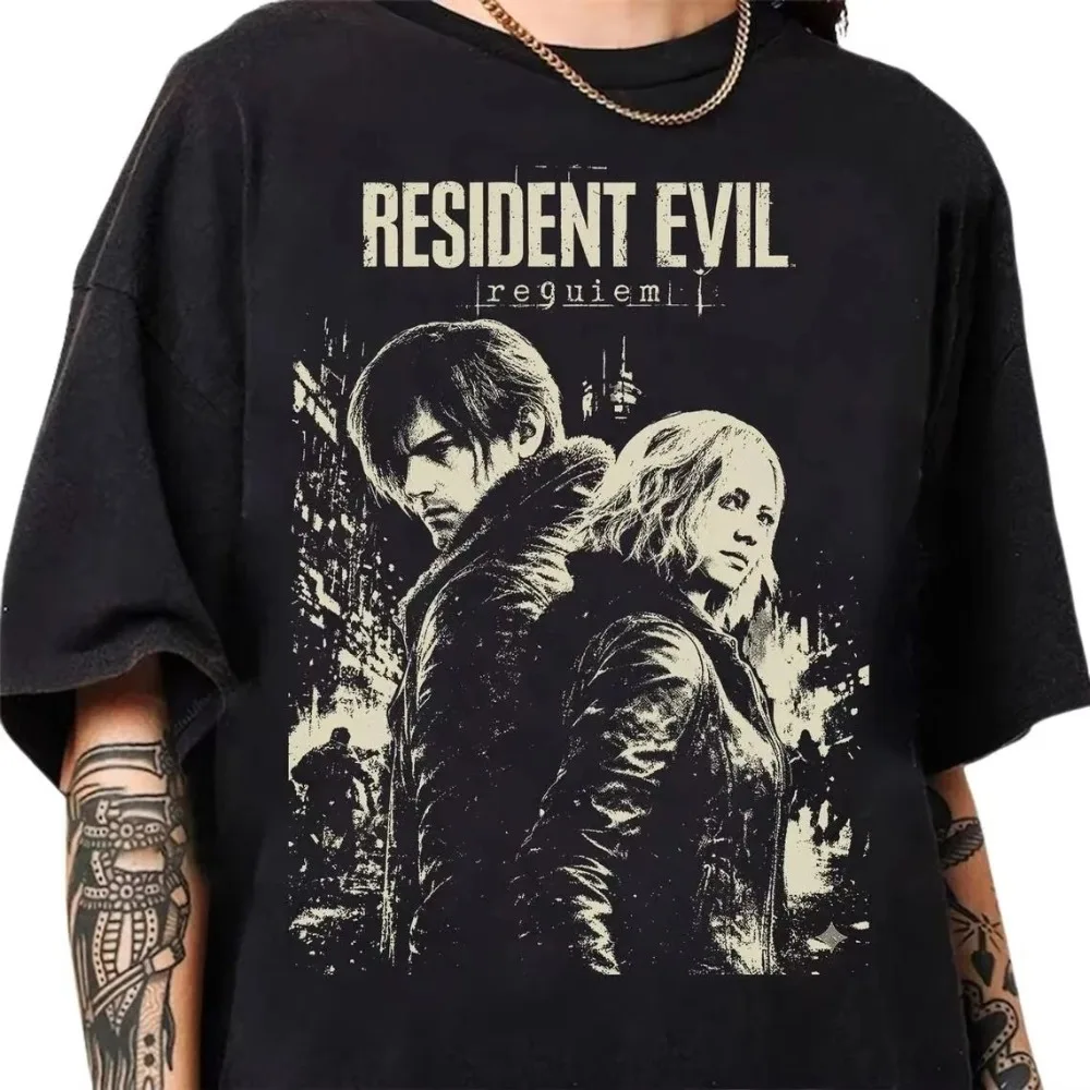 2026 Retro Resident Evil Requiem T-shirt Resident Evil Game T-shirt Summer New Retro Men Women Casual Fashion T-shirt Top