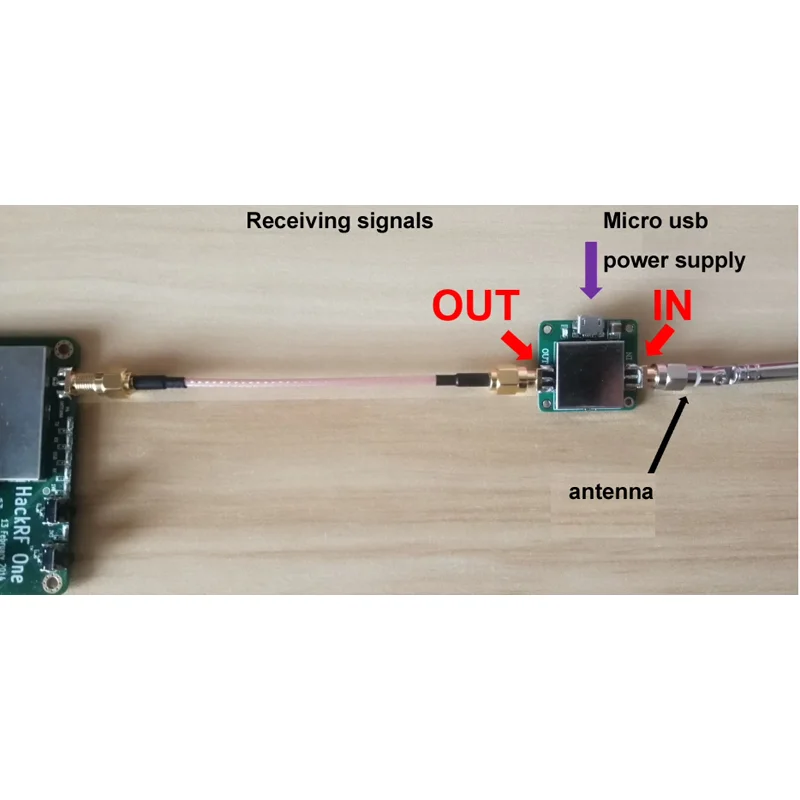USB電源ポート付き低ノイズrfアンプ、50m-6ghz、20dbゲイン、50Ω 、hackrf Oneポータブルh2用smaケーブル