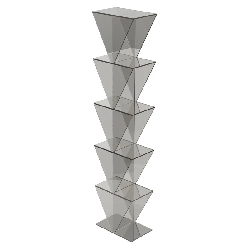 Light luxury bay window bookcase household living room acrylic storage cabinet bedroom shelf bookshelf solid wood corner floor c