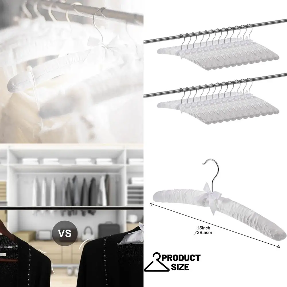 

Satin Padded Hangers with 360° Swivel Hook and Sponge Shoulder Pads for Women's Clothing, Coats, Sweaters, and Wedding Dresses -